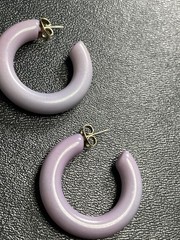 Vintage 1.2” Purple Enameled Hoop Earrings