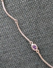 Vtg Sterling Silver Lab Created Gemstones Curved Tube Links 925 Necklace – 17.5″