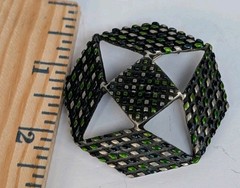 Vintage Antiqued Silver Ornate Email Design Geometric Octagon Brooch / Pin