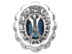 1Ct Basaltic Sapphire and 1.50Ct Diamond 18k White Gold Cluster Earrings