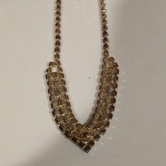 Vintage Lind Rhinestone Bib Necklace Silver Plated Bridal jewelry Glam Jewelry