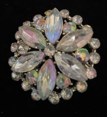 VTG Brooch Aurora Borealis Crystal Rhinestones Starburst Flower statement