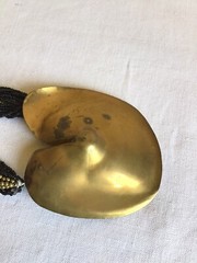 Vintage Womens Black Goldtone Metal Multistrand Beaded Fashion Jewlery Necklace