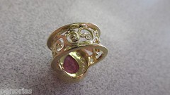 Beautiful Estate 18k Gold Pink Tourmaline & Diamond Ring size 4.5 Make offer