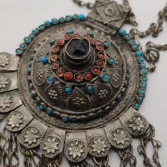 Vintage Tribal Boho Statement Necklace with Beads and Charms
