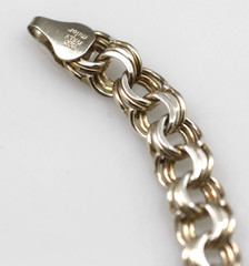 Milor 925 sterling silver Triple link chain charm bracelet Italy 6 3/4″