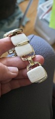 Lisner Thermoset Bracelet Textured White Gold Panel Vintage Collectible 7″ #195