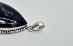 Vintage Sterling Silver 925 Dark Blue Pendant Southwestern Style Estate Jewelry
