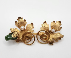 Vintage Gold tone Brooch Lot 4 pieces Crown Trifari MFA Butterfly Leaf Star