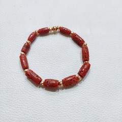 Natural Coral Gemstone Bracelet Italian Sea Coral Handmade Stretchable Bracelet