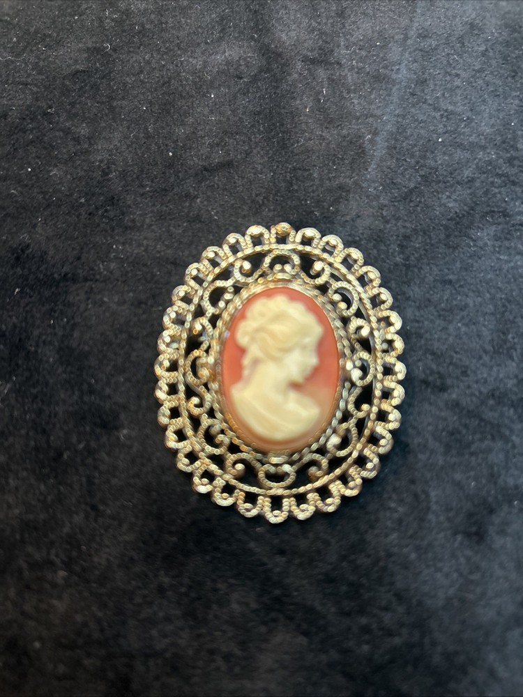 Vintage Cameo Brooch 2” B-23