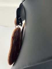 Brown Marbled Lucite Plastic Drop Dangle Clip-on Earrings 3.5 Inches Boho Rainbo