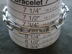Large Chunky Rectangle Link Vintage Shiny Silvertone Bracelet 8″ ~ 26.6g