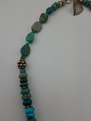 Vintage Sterling Silver Turquoise? Bead Necklace 19″