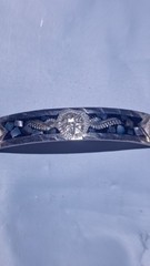 Signed Mexico 925 Aztec Sunstone + abalone inlay art snap clasp 8″ bracelet 18 G