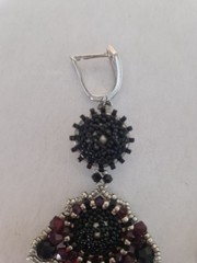 Handmade Beaded Drop Earrings Red Black Crystals Vintage Chandelier Dangle
