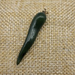 Vintage Jade Pendant Italian Horn Cornicello 14K ring
