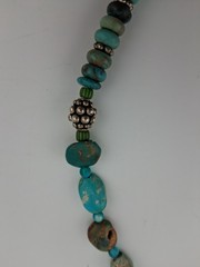 Vintage Sterling Silver Turquoise? Bead Necklace 19″