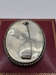 Vintage Russian ABA ’73 Hand-Painted Mother of Pearl Brooch Winter Scene Soviet
