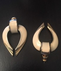 Best DoorKnocker Earrings With Creamy Beige And Gold Tone