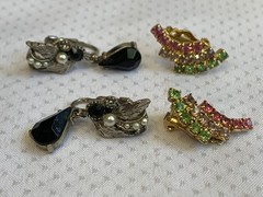 Vtg Clip-On Earring Lot Robert Rose Renoir Dalsheim Judy Lee Lisner Faux Gems