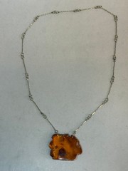 NATURAL OLD ANTIQUE YELLOW BUTTERSCOTCH BALTIC AMBER PENDANT 20,9 gr WITH CHAIN