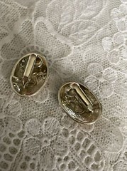 Vintage Silver Tone EnamelClip On Earrings Jewelry JMS-24