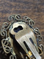 1960s Vintage Molded Glass Intaglio Cameo Clip-On Earrings