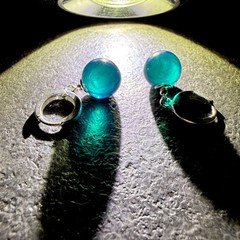 Unique blue Natural dyed Amber Earrings 5g