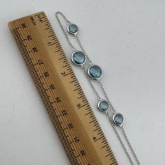 Sterling Sterling asymmetrical Open Back Blue Crystal Station Necklace Rhodium