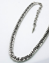 Vintage Rhodium Plated 9mm Curb Chain Choker Necklace 14″- 17.5″ Hook Clasp