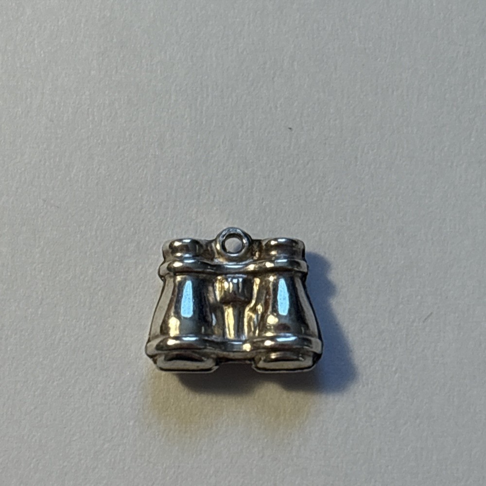 Vintage Sterling Silver Binoculars 3D Charm Military Travel Optics 0.66g