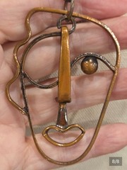Vintage Rebajes Modern Kinetic Picasso Style Face Necklace