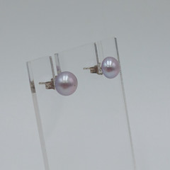 VTG 925 Lavender 6mm Pearl Stud Earrings Sterling Silver Round Cultured Estate