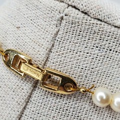 Vintage Napier Necklace Faux Pearl Gold Beads Accents Statement Art Deco Signed