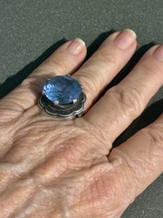 VTG TAXCO MEXICO 925 STERLING SILVER LARGE BLUE SPINEL RING 11.6g SIZE 5