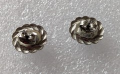 John Hardy Style Faux Black Sapphires Oval Silvertone Twisted Rope Studs B28