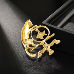 2Pcs Antique Jewelry Cat Vintage Fishing Brooch Personality Zinc Alloy US