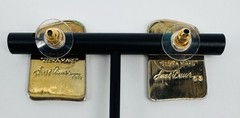 VTG Laurel Burch “Zebra Mare” Cloisonné Stud Earrings Gold Tone SIGNED 1” Fun