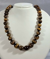 Vintage Graduated Tiger’s Eye Beaded Necklace Natural Stone 51cm