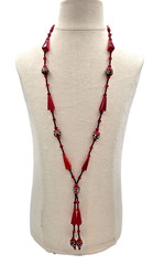 Antique 1920’s Red Ventian Glass Flapper Sautoir Necklace