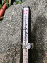 Vintage 925 Sterling Silver Modernist Tension Cubic Zirconia Ring Unisex-Size 5