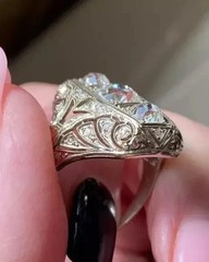 3Ct Art Deco Style Lab Created Diamond Wedding Engagement 14K White Gold FN Ring