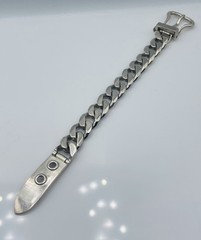 Hermes Paris Vintage French Sterling Silver Buckle Chain Link Bracelet
