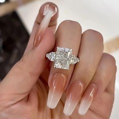 4 Ct Radiant Cut Lab Created Diamond Bridal Wedding Ring Set 14K White Gold FN
