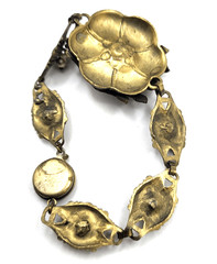 Antique Seed Pearl Birds Nest Pendant Bracelet Floral 6.25in