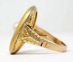 Late Victorian 19k & 12k Yellow Gold Diamond & Pearl Star Motif Ring Sz 5 B6831