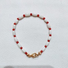 Natural Coral Bracelet White-Red Coral Bracelet Gemstone Handamde Coral Jewelry