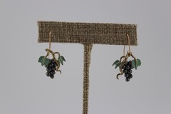 Vintage sterling silver and brass grape cluster vine earrings 1 1/8″ drop dangle
