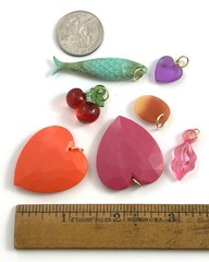 Jewelry Lot Vintage Heart Charm Fish Necklace Pendant Lips Cherry Plastic Resin